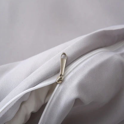 3 Pieces Solid Color Bedding Set with 1 Duvet Cover and 2 Pillow Shams, Comforter Not Included (Queen Size, Light Grey)