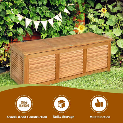 46 Gallon Acacia Wood Deck Box, Storage Bench