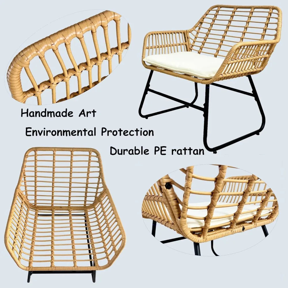 4-Piece Rattan Patio Set: Indoor/Outdoor Wicker