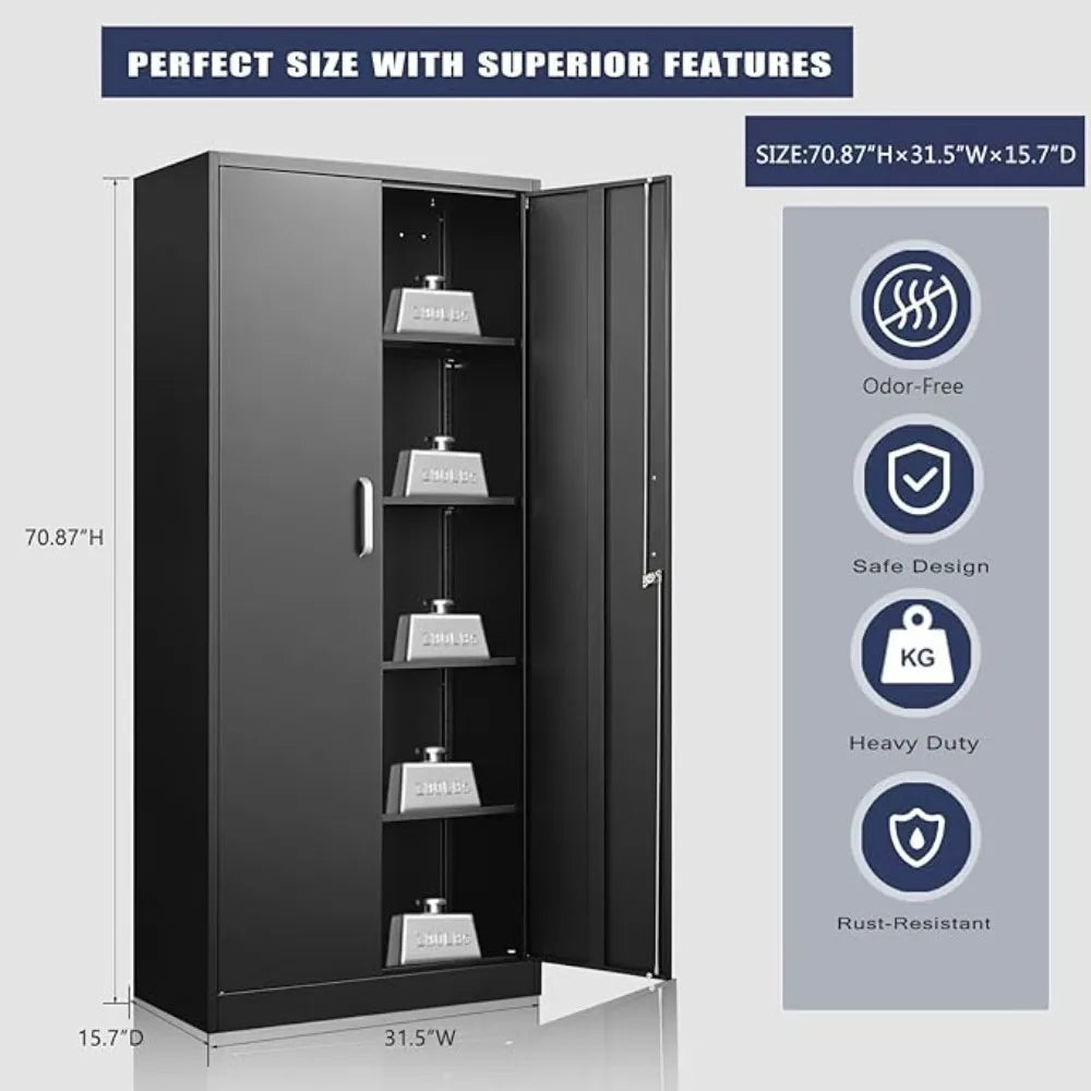 Metal Storage Cabinet with 5 Adjustable Shelves,