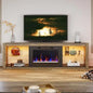 Fireplace TV Stand for 75 inch TV with 23 inch Electric Fireplace, 70 inch Entertainment Center for Living Room with LED Light