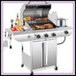 3-Burner Propane Gas Grill with Side Burner, 34,000 BTU Stainless Steel Outdoor BBQ for Camping & Parties