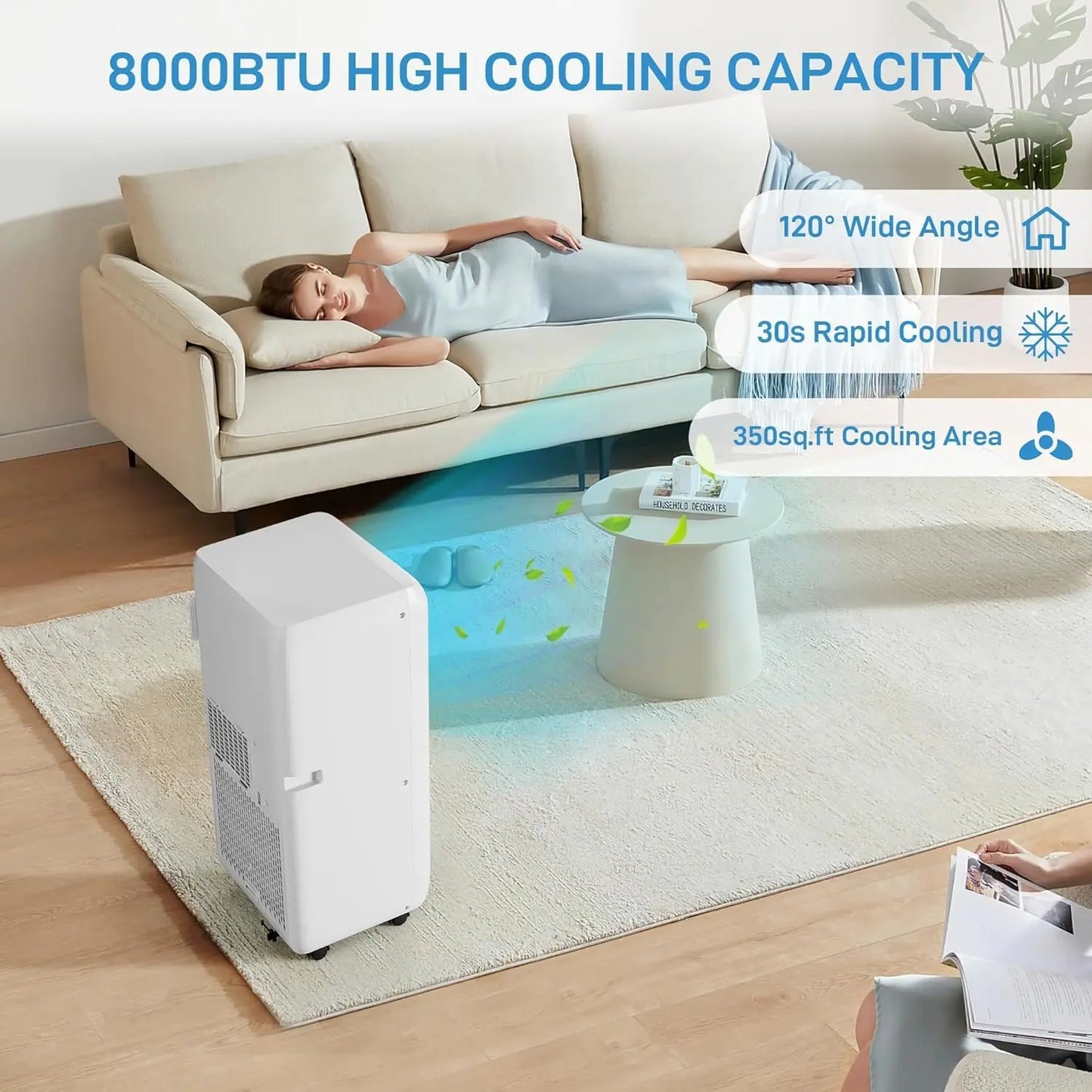 10000 Btu Portable Air Conditioner 4-in-1 Portable AC Unit Cool up to 450 sq.ft with Remote Control Window Exhaust Kit 24H Timer