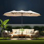 Double Sided Patio Umbrella - 13ft Solar Lights LED Lighted with Base Included