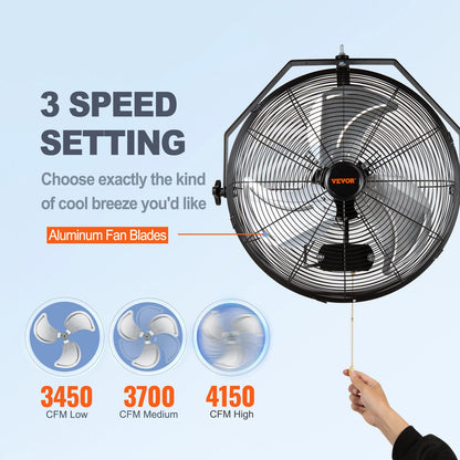 Wall Mount Fan High Velocity Waterproof for Warehouse Greenhouse Patio
