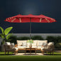 Double Sided Patio Umbrella - 13ft Solar Lights LED Lighted with Base Included