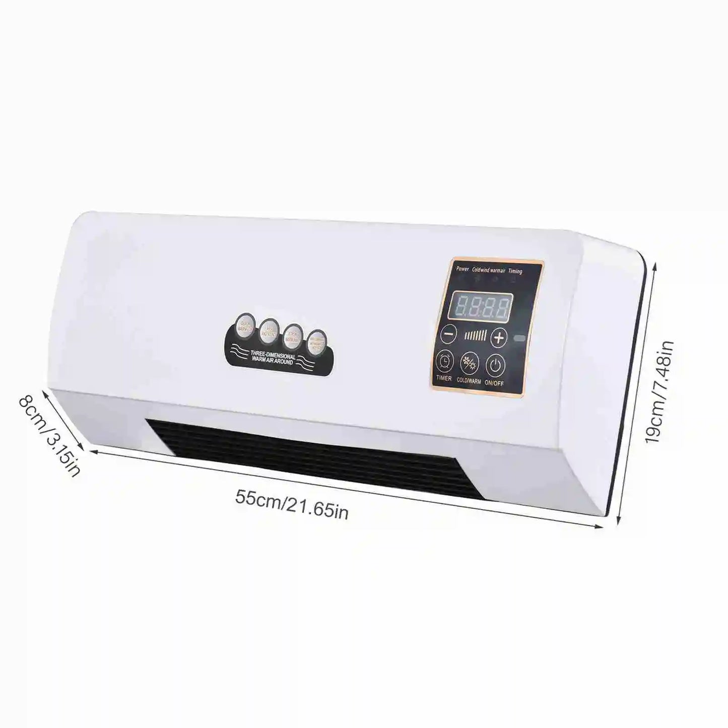 Heater with Fan; 2 in 1 Heating Timing Digital Display Wall Mounted Space Heater for Home; RV: