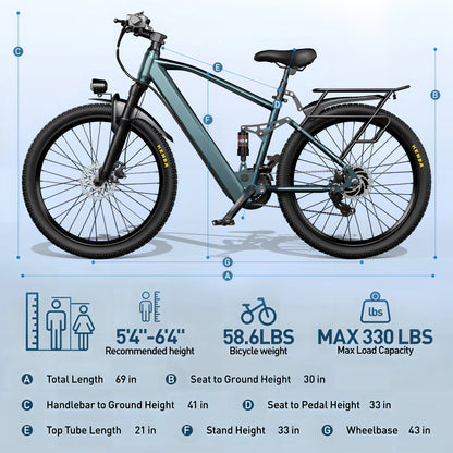 E bike 750W Adults Electric Bike 36V468Wh 26/24 Inch Tires Electric Bicycle 21-Speed City E Bikes Mountain e bikes