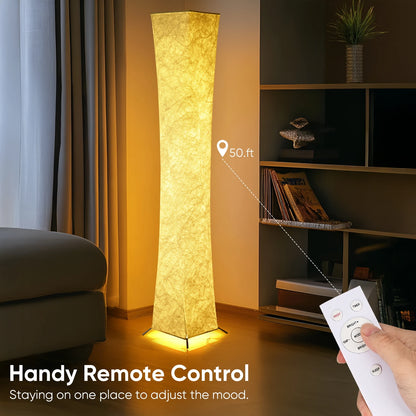 Soft Light Floor Lamp, 52" Simple Design Slim Warm Light 3000K LED Tyvek Fabric Shade Standing Lamp
