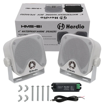 4'' 100W Heavy Duty Waterproof Boat Marine Bluetooth Speakers Surface Mounted