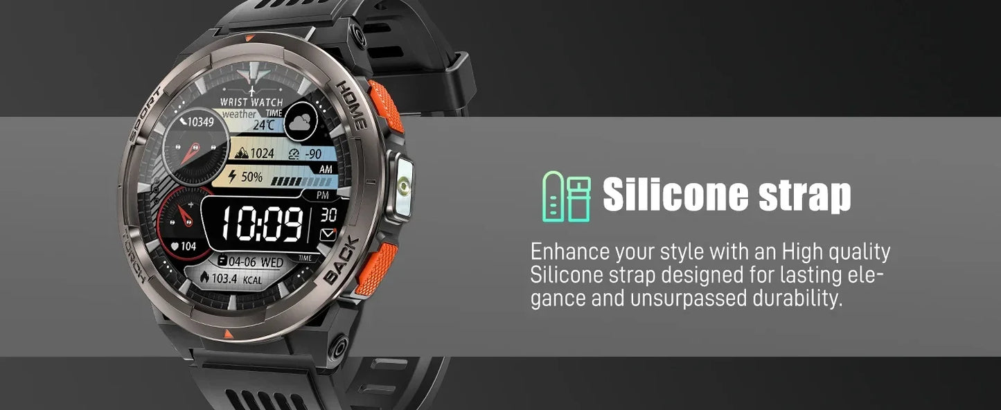 LaNikar New Smart Watch KE5 3ATM Waterproof Original Design Sports Watch With Compass And Altitude Barometer LED Flashlight Call