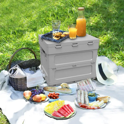 Folding Table with Storage Portable Folding Table with Storage Capacity for Camping