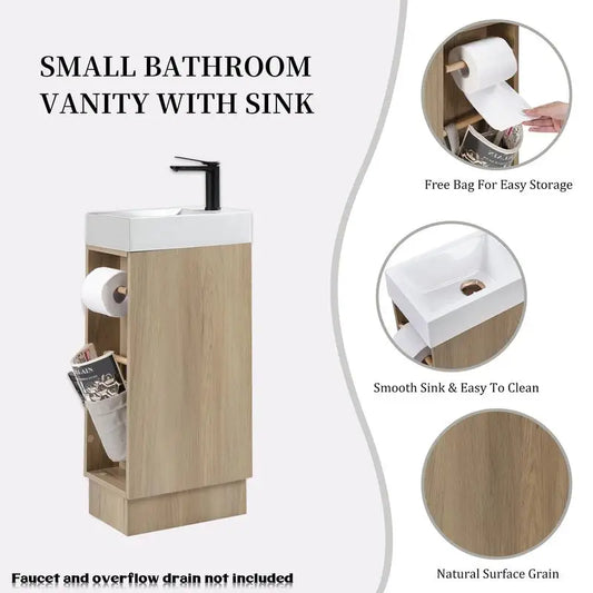 16" Bathroom Vanity Sink Combo for Small Bath or RV