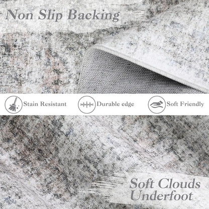 Washable Area Rug Stain-Resistant Throw Rug Indoor Carpet