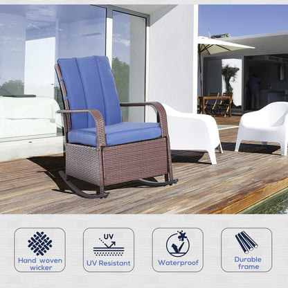 Adjustable Wicker Recliner Cushion Rocker Chair Pool Chaise Patio Lounge Outdoor NICE!