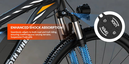 Electric Bike, 500W Motor, 468Wh Removable Battery, 37KM/H Max Speed,  Front Suspension