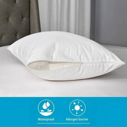 Waterproof and Anti-Allergen Zippered Pillow Protector, Standard/Queen