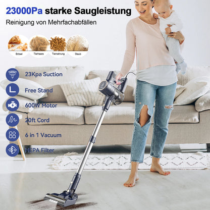 I8 Corded Vacuum Cleaner, 23000Pa 6M  Vacuum for Floor, Carpet, Pet Hair