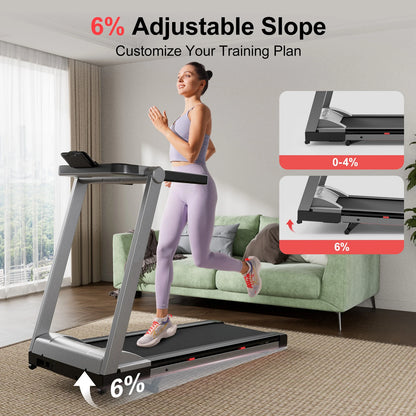 3.5HP Foldable Incline Home Treadmill  with Handle Bar Holder 350LBS Capacity Touch Screen Smart App Data Monitoring