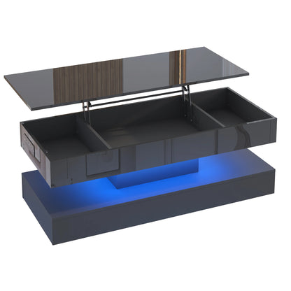 High Glossy LED Coffee TableOpen Display Shelf & Large Storage Space