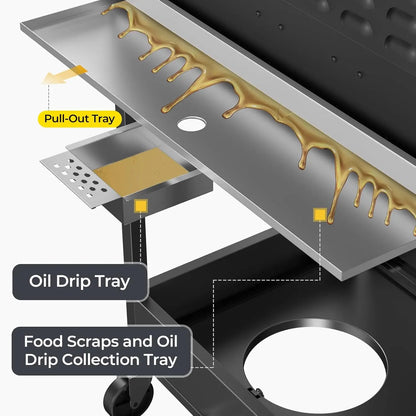 3-Burner Propane Gas Grill with Side Burner, 34,000 BTU Stainless Steel Outdoor BBQ for Camping & Parties