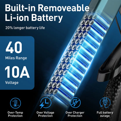 Electric Bicycle, 26" or  24" Electric Mountain Bike with 36V Battery Peak 500W Motor,21 Speed Ebike