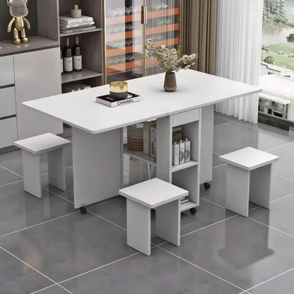 Folding Drop Leaf Dining Table Set for 4 with 4 Chairs, Space Saving Foldable or use as kitchen island