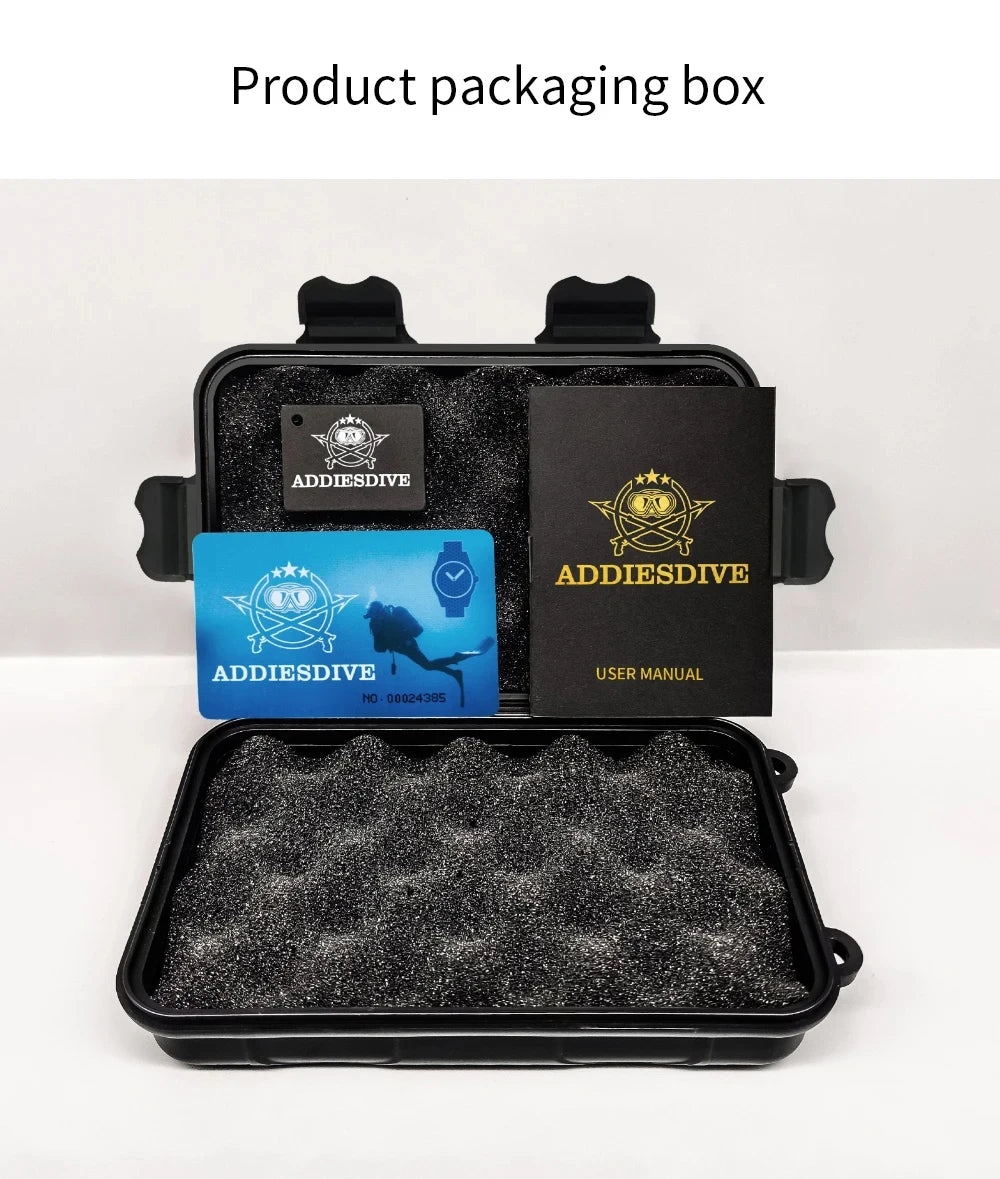 ADDIESDIVE Quartz Watch 316L Stainless Steel Windows Display Blue luminous 20Bar Ceramic Ring Waterproof Scuba