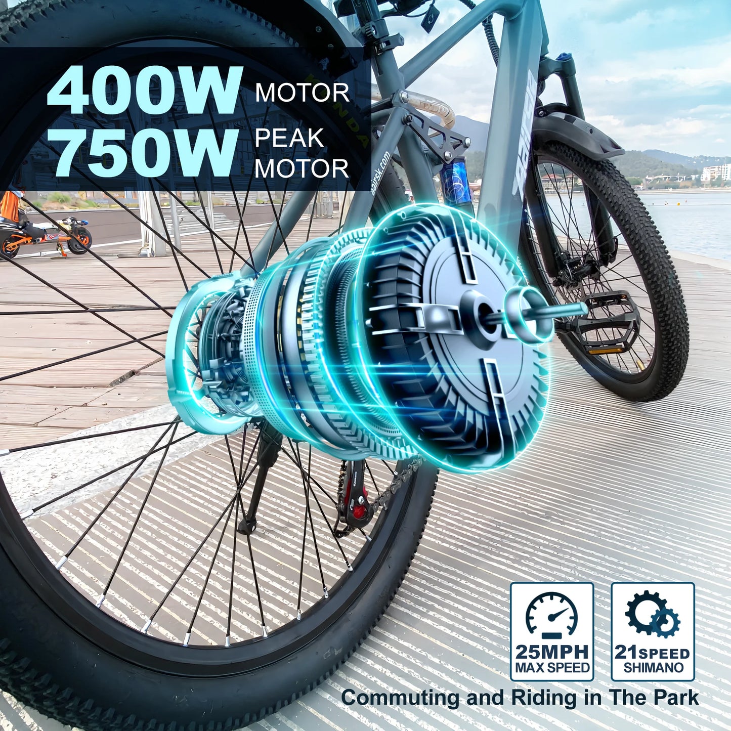 E bike 750W Adults Electric Bike 36V468Wh 26/24 Inch Tires Electric Bicycle 21-Speed City E Bikes Mountain e bikes