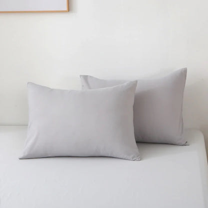 3 Pieces Solid Color Bedding Set with 1 Duvet Cover and 2 Pillow Shams, Comforter Not Included (Queen Size, Light Grey)