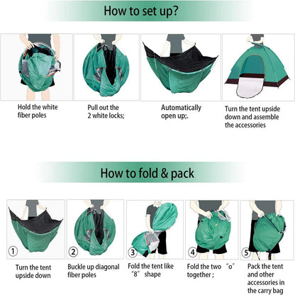 Automatic Pop Up Outdoor Camping Hiking Waterproof Sun Proof Tent Portable Backpacking 2-3 Person