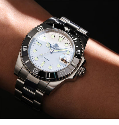 ADDIESDIVE Quartz Watch 316L Stainless Steel Windows Display Blue luminous 20Bar Ceramic Ring Waterproof Scuba