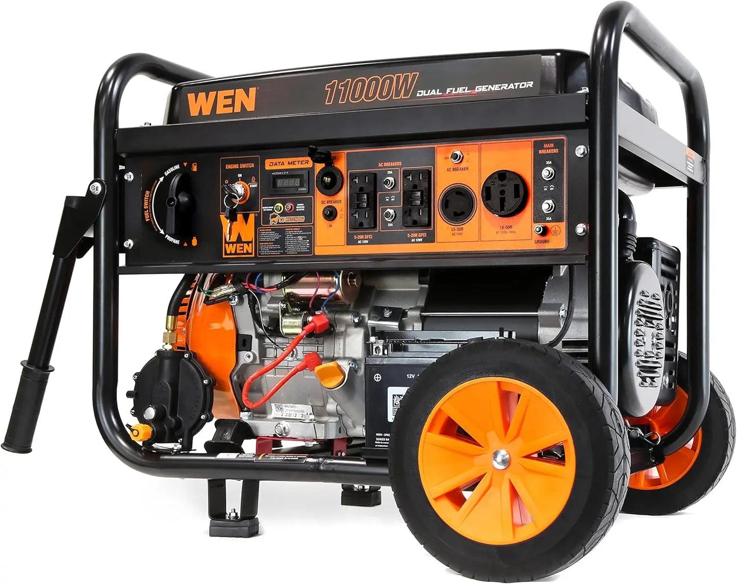 DF1100X 11000-Watt Dual Fuel; Electric Start Portable Generator with Wheel Kit and CO Shutdown Sensor