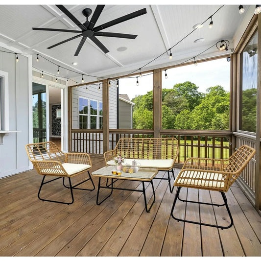 4-Piece Rattan Patio Set: Indoor/Outdoor Wicker