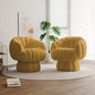 Mid Century Modern 360 Degree Swivel Accent Sofa Chair Set of 2,Velvet Fabric Wide Upholstered Pumpkin Reading Chair, Armchair f
