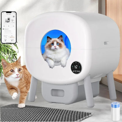 Extra Large Automatic Litter Box Self Cleaning for Multiple Cats, Odor-Free, App-Controlled