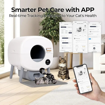 Extra Large Automatic Litter Box Self Cleaning for Multiple Cats, Odor-Free, App-Controlled