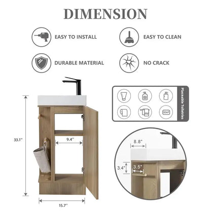 16" Bathroom Vanity Sink Combo for Small Bath or RV
