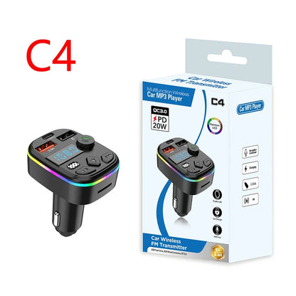 Hands Free Wireless MP3 Player Bluetooth-Compatible 5.3 Support TF Card U Disk Cell Phone Charger Car FM Transmitter