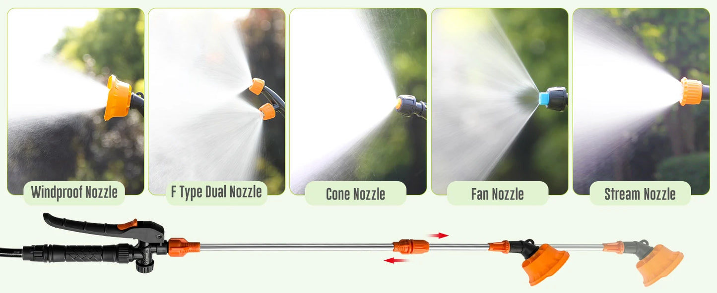 4 Gallon Battery Powered Backpack Sprayer 16L Agriculture Spray 100 PSI 5 Nozzles Electric Graden Sprayer