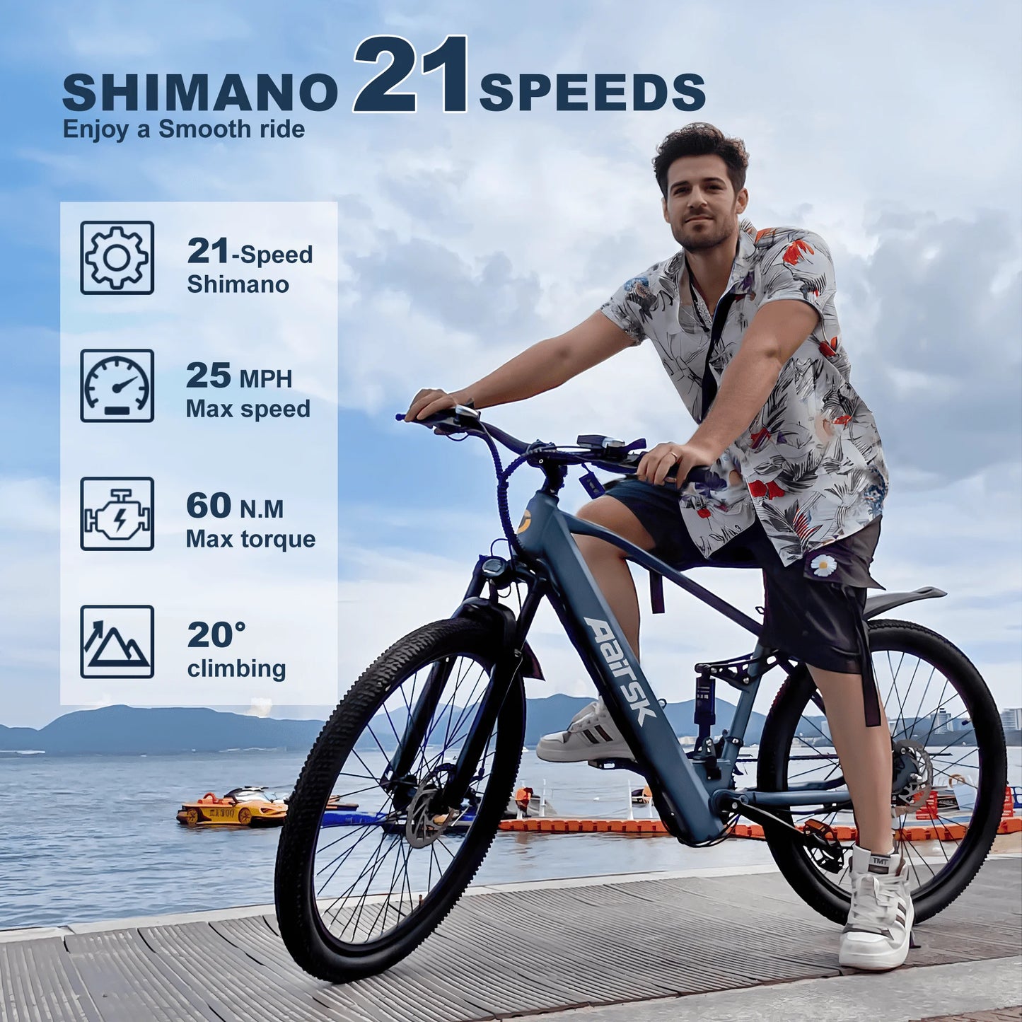 E bike 750W Adults Electric Bike 36V468Wh 26/24 Inch Tires Electric Bicycle 21-Speed City E Bikes Mountain e bikes