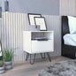 Augusta Nightstand, Single Door Cabinet, Hairpin Legs White Vintage Look