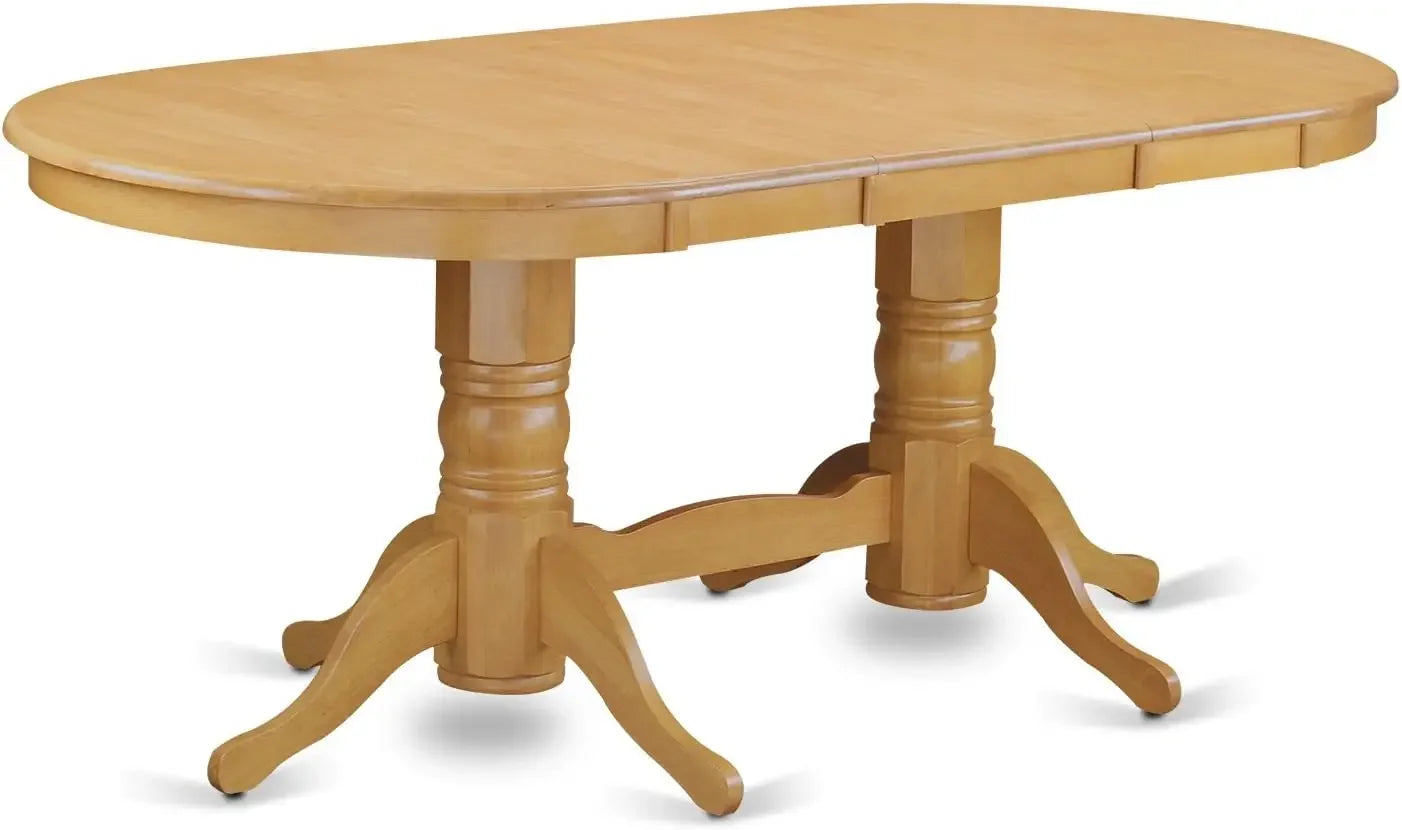9 Piece Kitchen Set Includes an Oval Table with Butterfly Leaf and 8 Linen Fabric Dining Room Chairs