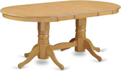 9 Piece Kitchen Set Includes an Oval Table with Butterfly Leaf and 8 Linen Fabric Dining Room Chairs