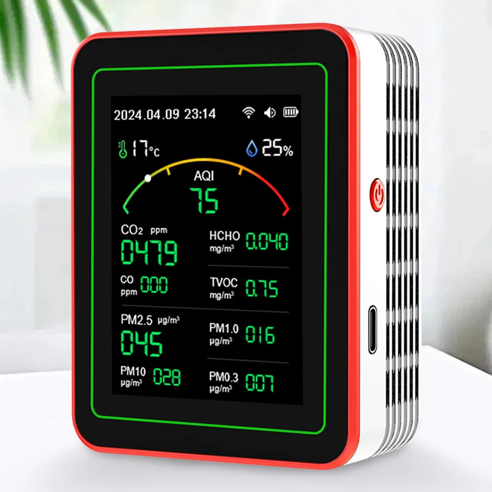 WiFi 15 in 1 Indoor Air Quality Monitor TFT Display Portable AQI PM0.3 PM1.0 PM2.5 PM10 Tester Household CO CO2 TVOC HCHO Tester