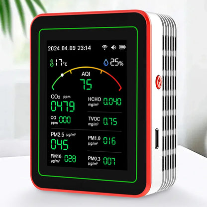 WiFi 15 in 1 Indoor Air Quality Monitor TFT Display Portable AQI PM0.3 PM1.0 PM2.5 PM10 Tester Household CO CO2 TVOC HCHO Tester