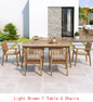 7-Piece Acacia Outdoor Dining Set - 70.75" Table & 6 Chairs w/ Cushions for Patio & Garden