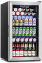 Beverage Refrigerator Cooler - 126 Can Mini Fridge Glass Door for Drinks Soda Beer Wine - Small Refrigerator for Office Bedroom
