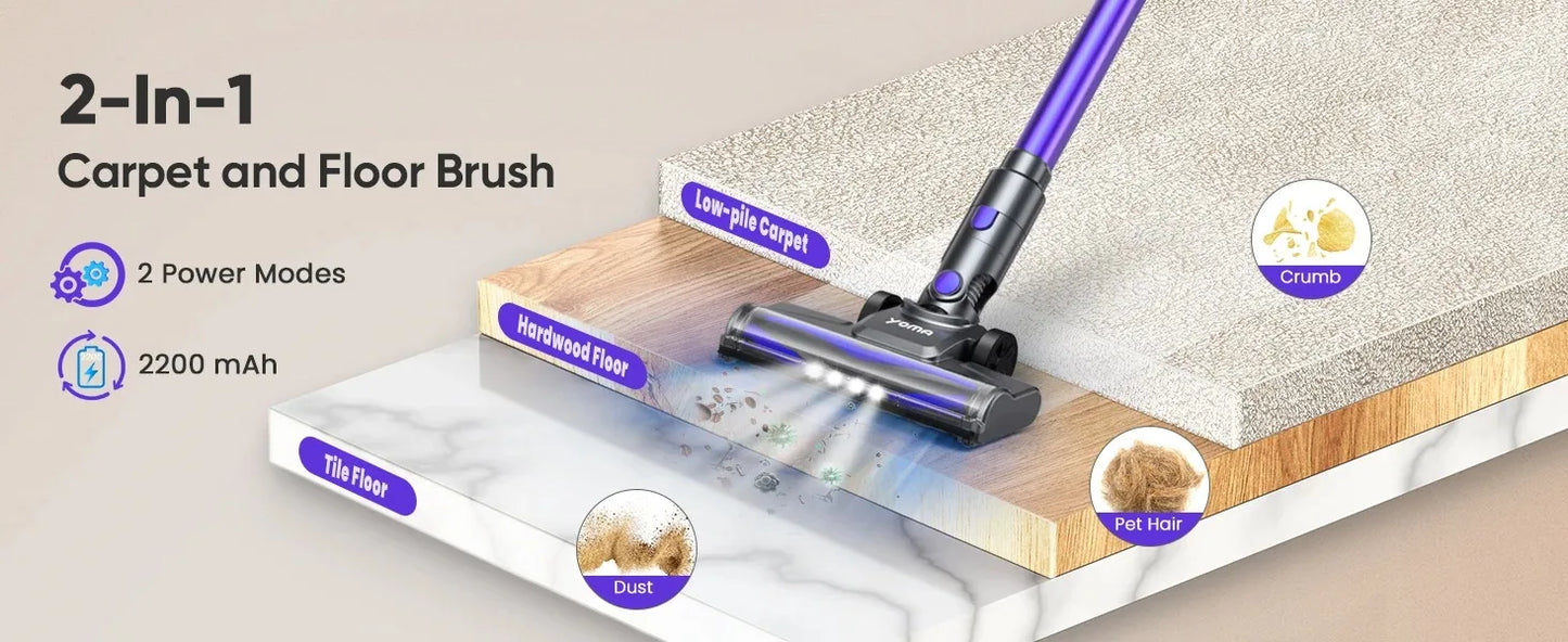 N12 Cordless Vacuum Cleaner 200W Motor Ultra Lightweight 6-In-1 Vacuum Up to 45Mins Runtime for Carpet Hard Floor