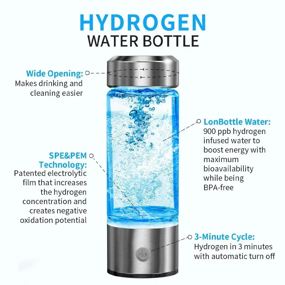 Hydrogen Water Bottle  Alkaline Ionizer USB Rechargeable Portable hydrogen Water Ionizer